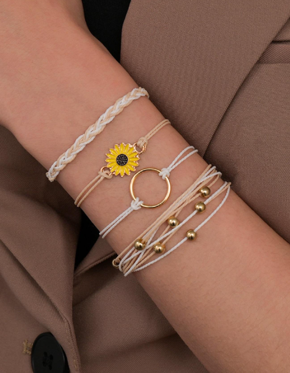 4pcs/set Sunflower Decor Bracelet