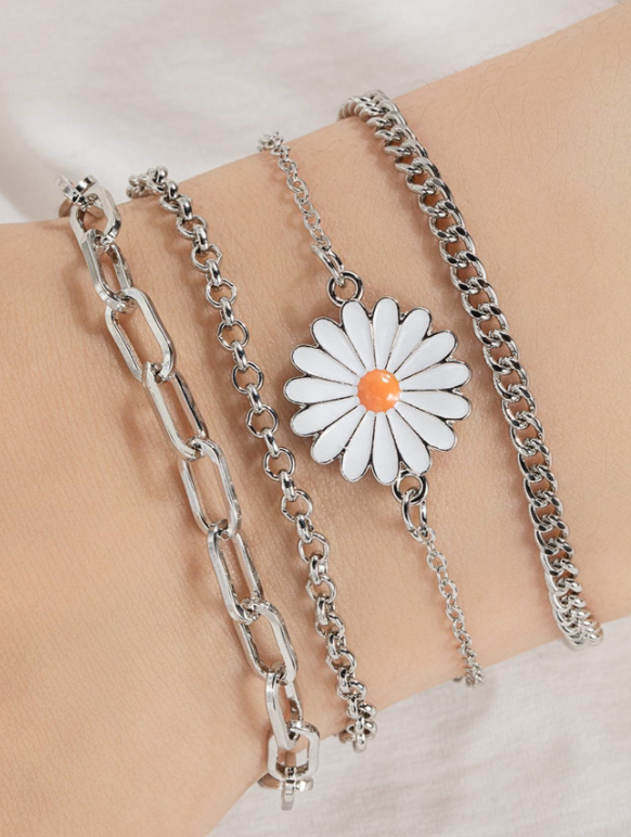 4pcs/set Daisy Decor Chain Bracelet