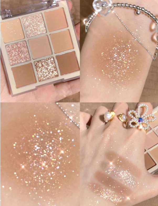 9-color Long-wearing Eyeshadow Palette, Shimmer & Matte Eyeshadow