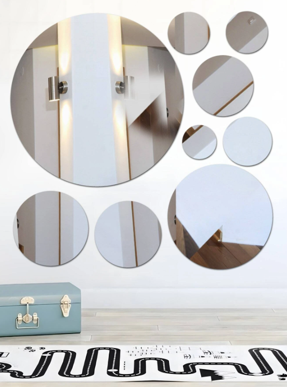 9pcs Round Mirror Wall Sticker