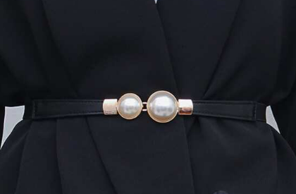 1pc Faux Pearl Decor Elastic Belt