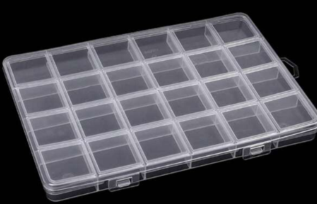 1pc 24-Grids Plastic Square DIY Jewelry Packaging Box, Jewelry Storage Container