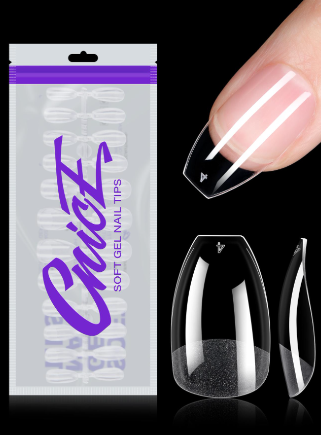 192pcs Short Coffin Clear Full Cover Fake Nail Kit