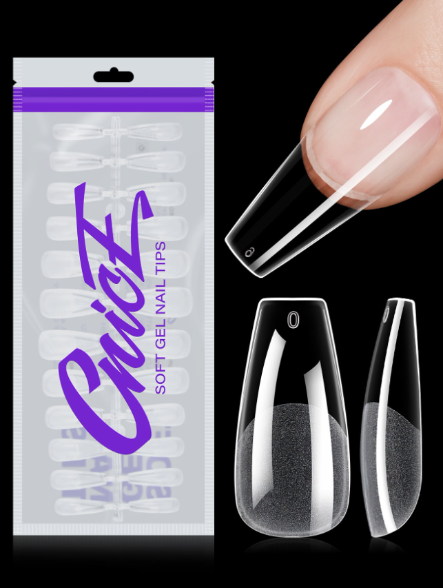 192pcs Long Almond Clear Fake Nail Kit