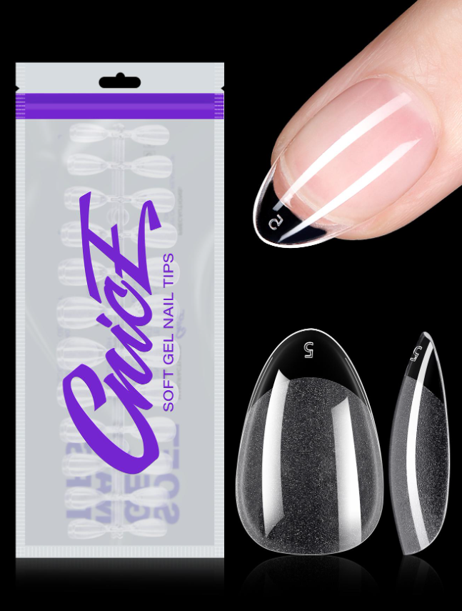 192pcs Short Almond Clear Fake Nail Kit