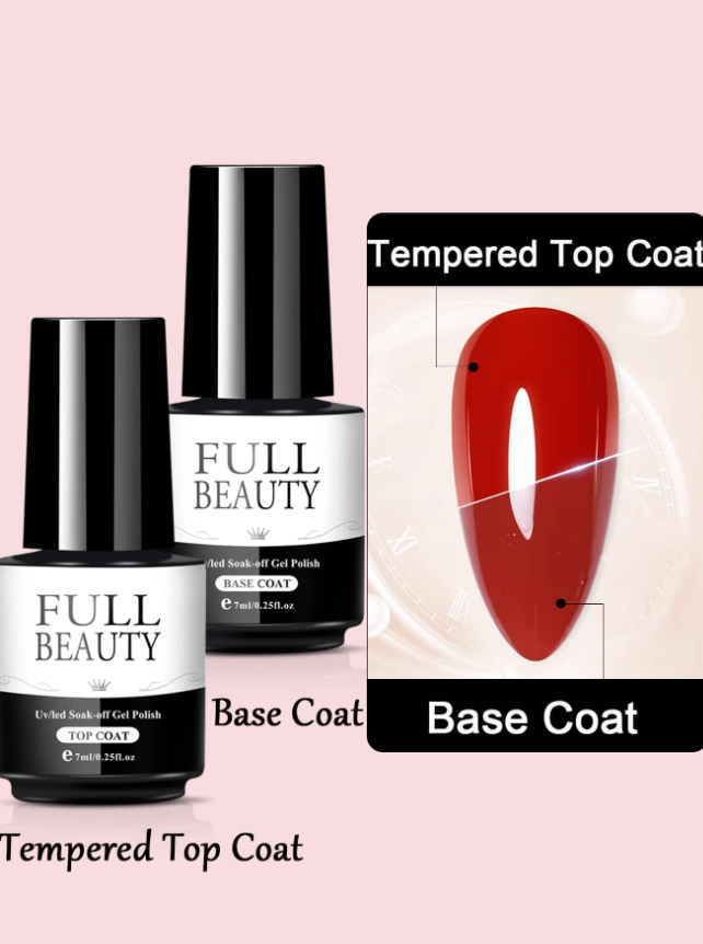 2قطع/طقم التقسية لباس علوي معطف و قاعدة معطف الى جل تلميع شفاف لامع جل نقع دائم متين و احتكاك مقاومة صباغة الاظافر