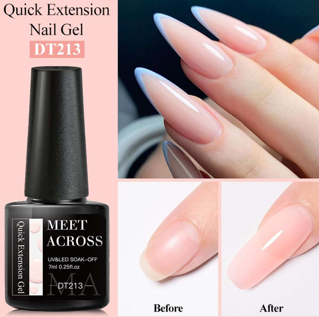 7ML وردي سريع يمتد جل صعب جل شبه دائم UV جل فن أظافر كريستال لباس علوي الأظافر اكسسوارت