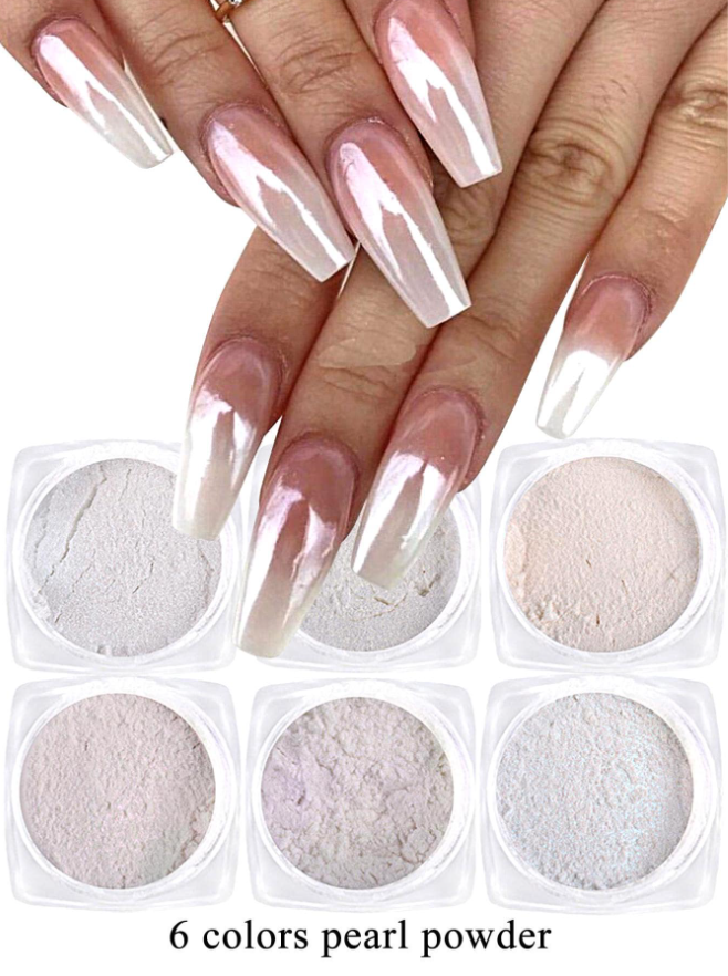 6 Bottles of Glitter Powder, Mirror Nail Powder Chrome Iridescent Nail Art Pigment Powder