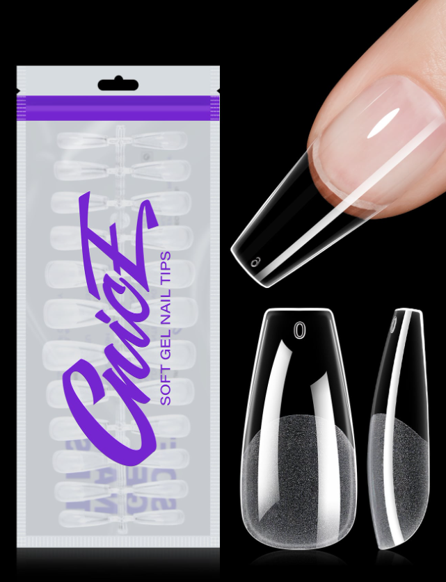 192pcs Long Almond Clear Fake Nail Kit