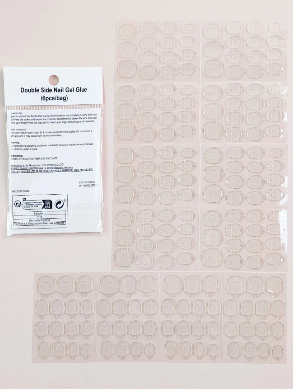6sheets Transparent Double Side Glue Nail Sticker For Press On Nail Sticky Tabs,Waterproof Breathable False Nail Tips Jelly Adhesive Tabs Nail Glue Super Sticky Fake Nail Glue