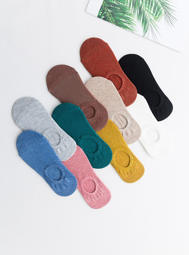 10pairs Solid Invisible Socks