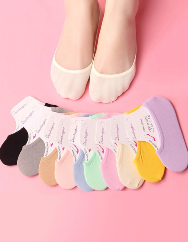 4pairs Random Solid Invisible Socks