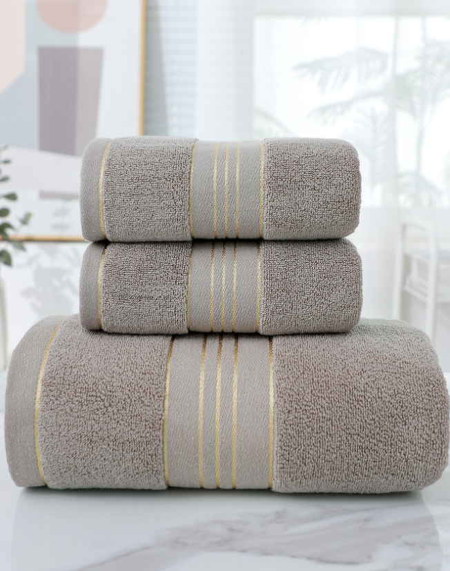 1pc Striped Pattern Bath Towel Or Towel, Modern Woven Fabric Soft Bath Towel Or Towel For Bathroom