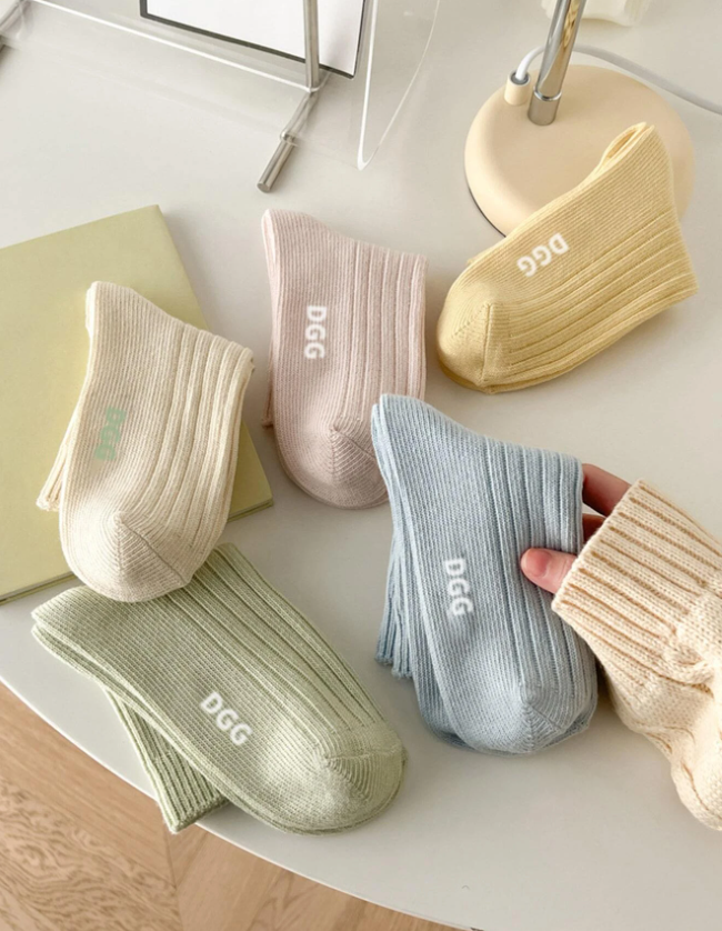 5pairs Letter Graphic Crew Socks