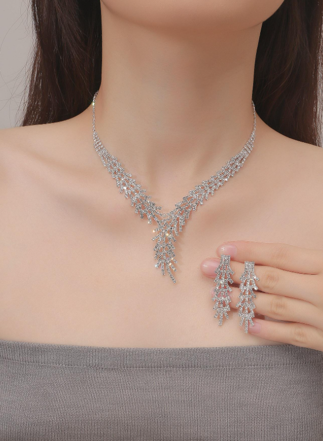 3pcs/set Rhinestone Decor Jewelry Set