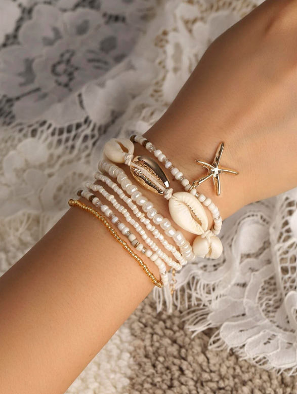 4pcs/set Shell Decor Beaded Bracelet