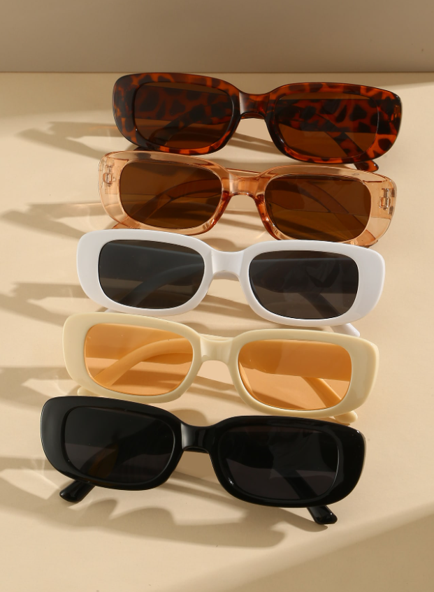 5pcs/set Plastic Framed Square Beach Sunscreen Fashion Sunglasses