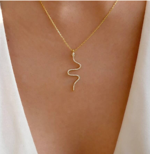 1pc Women Rhinestone Snake Charm Fashion Necklace For Party