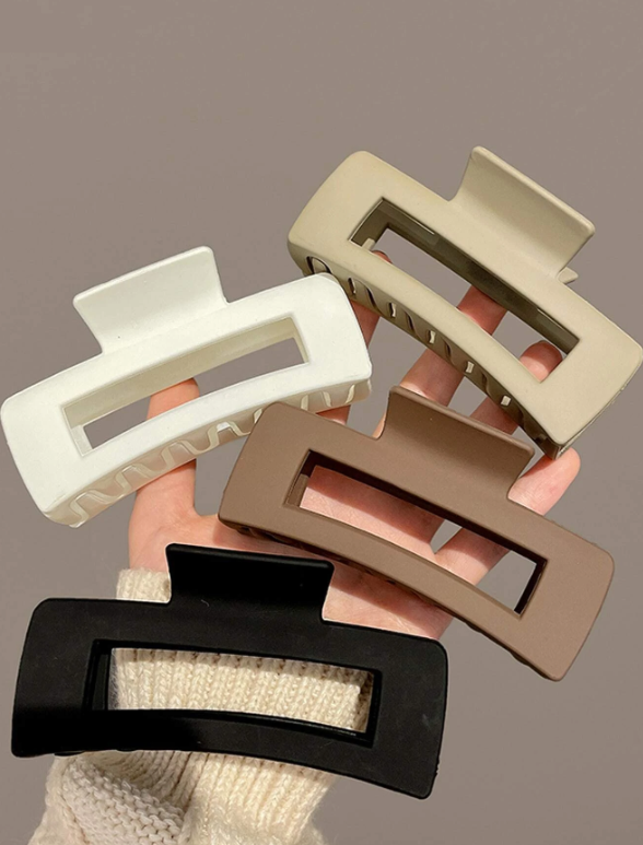 4pcs Hollow Out Rectangle Big Hair Claw