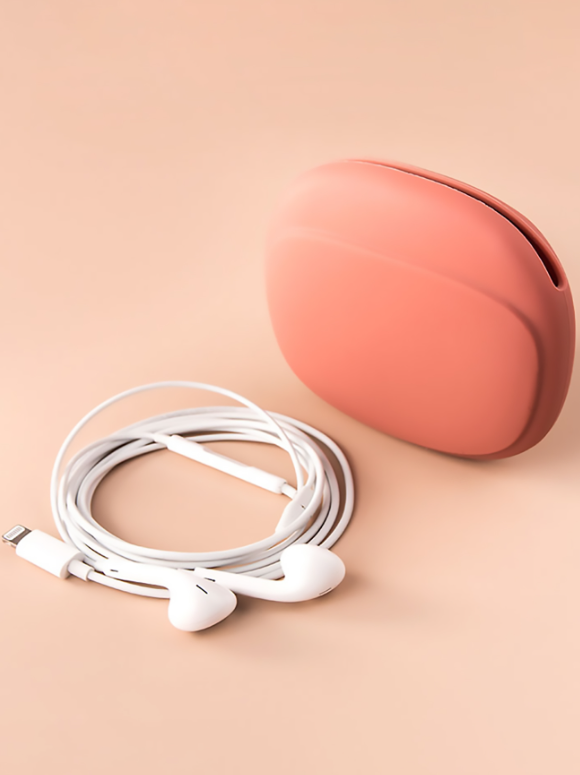 1pc Silicone Mini Storage Bag, Modern Pink Data Cable Earphones Portable Box For Storage