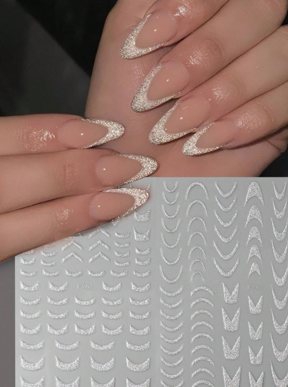 2sheets Glitter Striped Nail Art Sticker