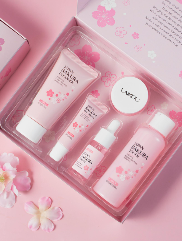 5 قطع أزهار الكرز منظفات و مصل و كريم العين و جوهر كريم و تونر طقم الى الاستخدام اليومي