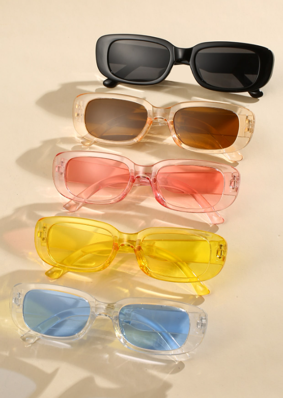 5pairs/set Plastic Frame Small Square Beach Sun-blocking Fashion Sunglasses