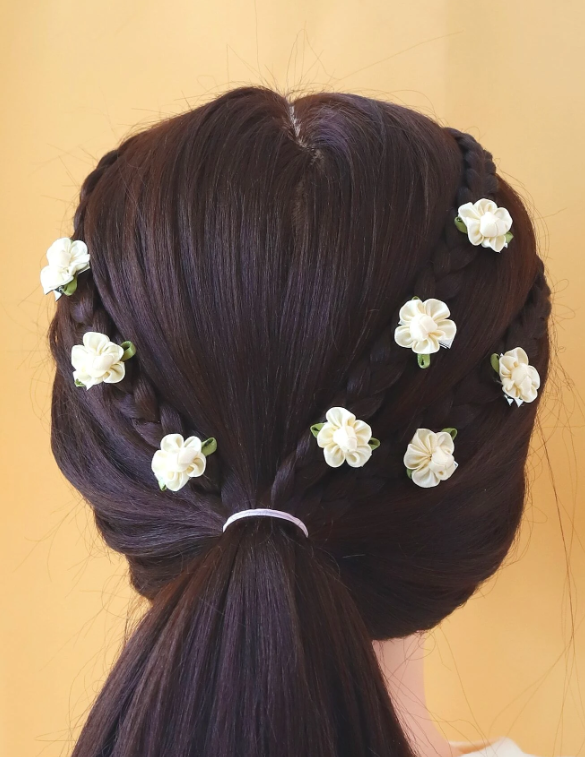 8pcs Toddler Girls Flower Decor Hair Clip