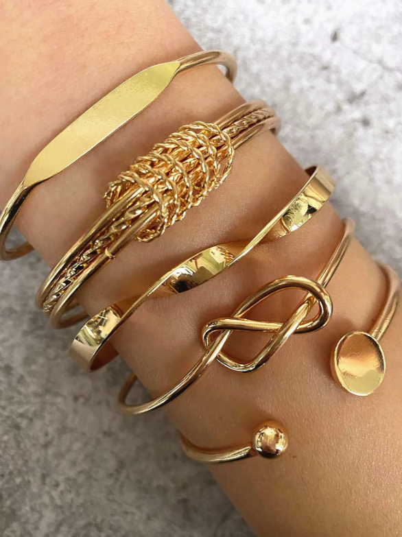 5pcs/set Round & Knot Decor Cuff Bangle