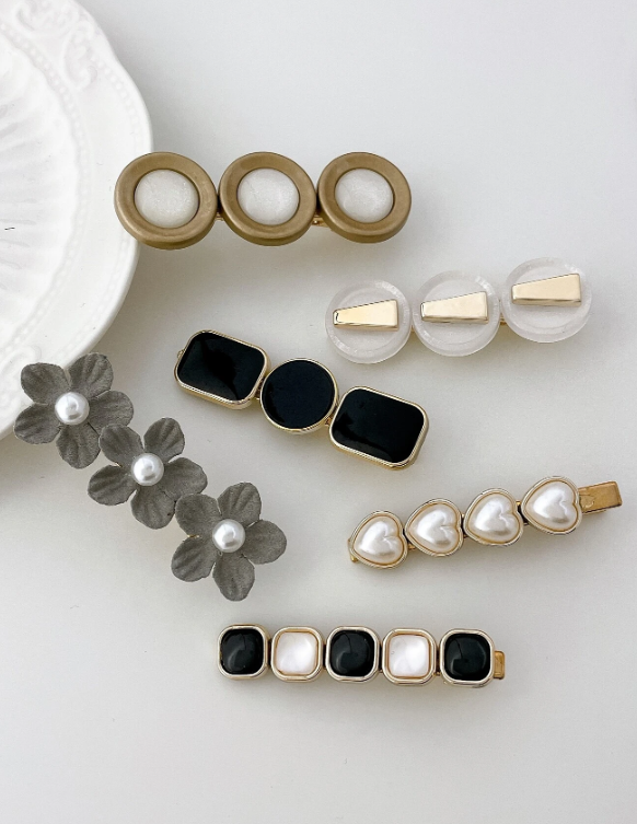 6pcs Faux Pearl Decor Alligator Clip