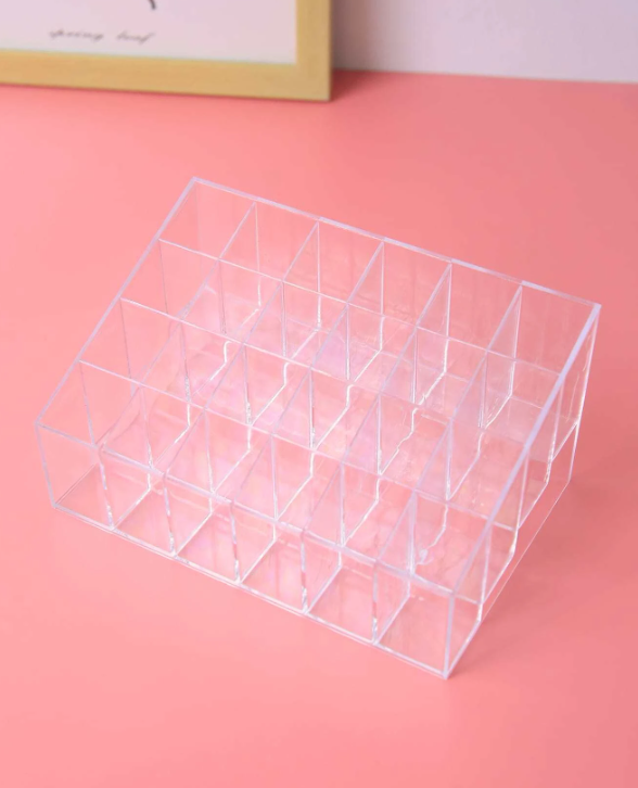 1pc Clear Multi-grid Lipstick Storage Box, Simple Multi-grid Plastic Desktop Storage Box For Household
