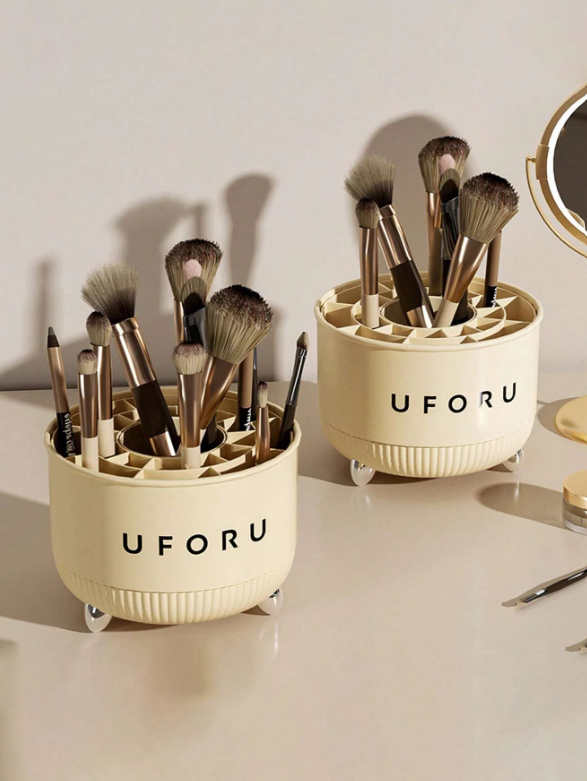 1pc Letter Graphic Rotatable Makeup Brush Storage Bucket