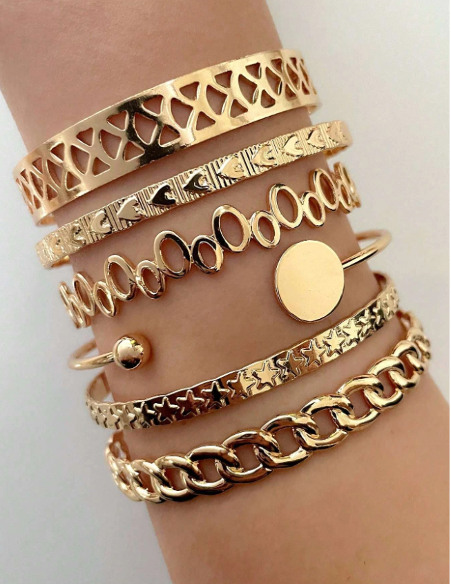 6pcs/set Hollow Out Cuff Bangle