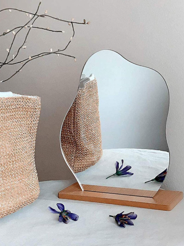 2قطع/طقم نمط خشبي زخارف حديث شكل هندسي زخرفة مرآة الى منزل