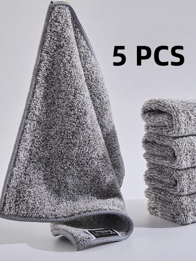 5 قطع قماش من الألياف الناعمة ، قماش تنظيف المطبخ ، منشفة أطباق سميكة ماصة لإزالة الشحوم