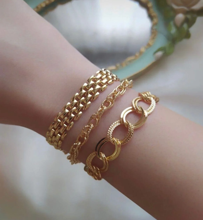 BERS AKSESUAR Kadın Gold Çelik Kombin Bileklik BpO091197223