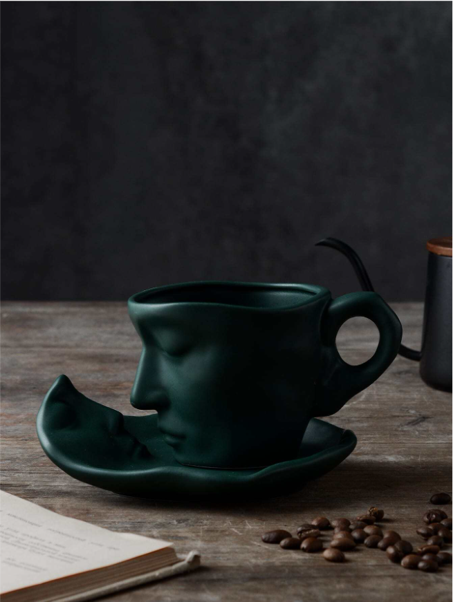 2قطع/طقم كوب و حديث بتصميم شخص كوب و صحن طقم الى منزل