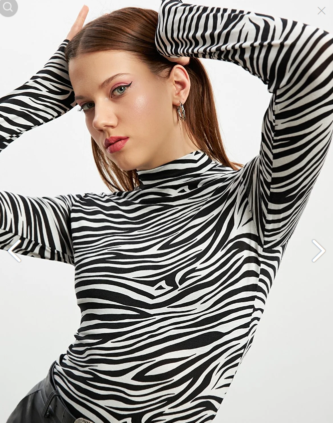 Bipantolon Kadın Siyah Beyaz Zebra Desen Parmak Detay Body PRMK101