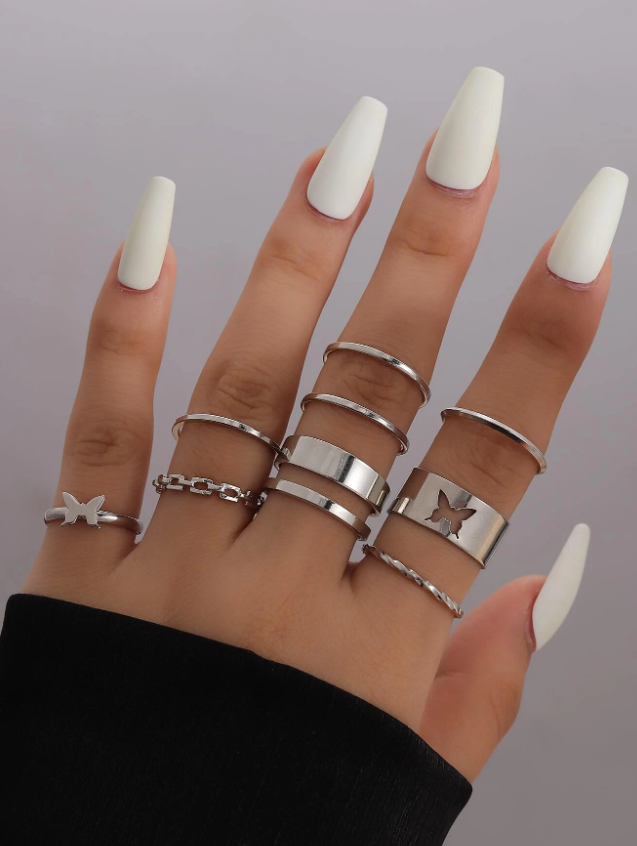 9 قطع خاتم ديكور الفراشة