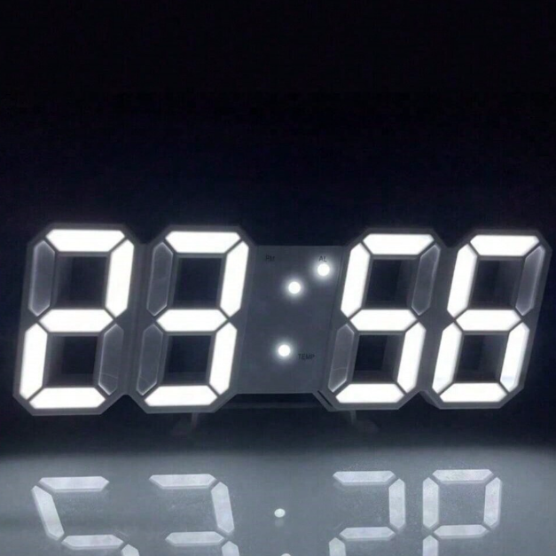 3d Led ساعة رقمية مضيئة ساعة حائط الموضة متعددة الوظائف الإبداعية Usb التوصيل في ساعة إلكترونية ديكور المنزل الوردي/الأزرق/الأخضر/الأبيض الضوء