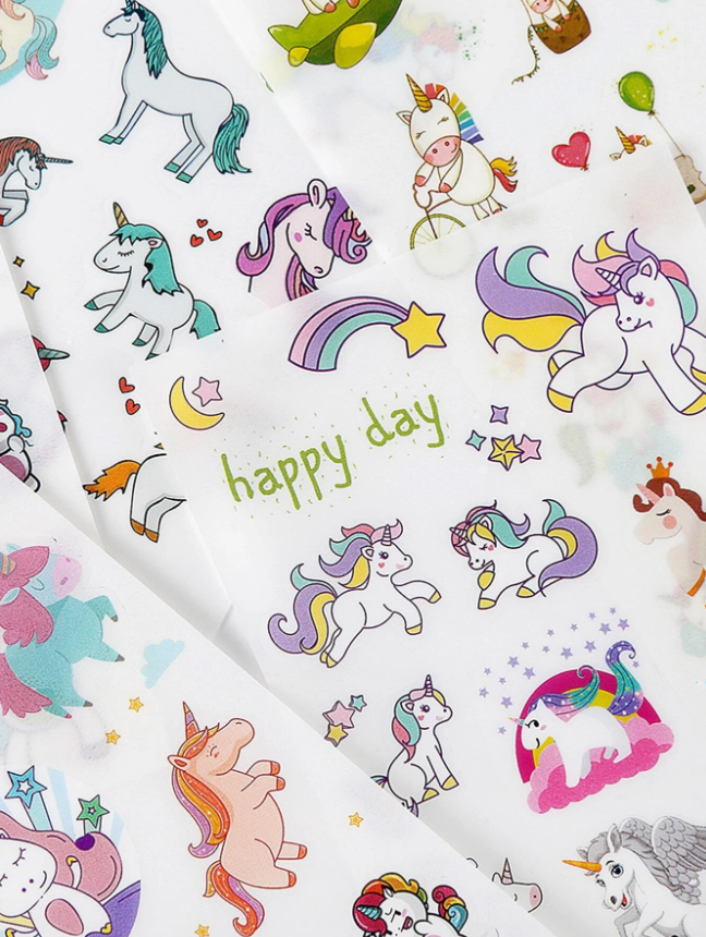 6 قطعة الكرتون يونيكورن موضوع ملصقات زخرفية مقاومة للماء لأجهزة الكمبيوتر المحمول الكمبيوتر المحمول الهواتف الذكية الغيتار سطح المكتب كوب السفر للهدايا