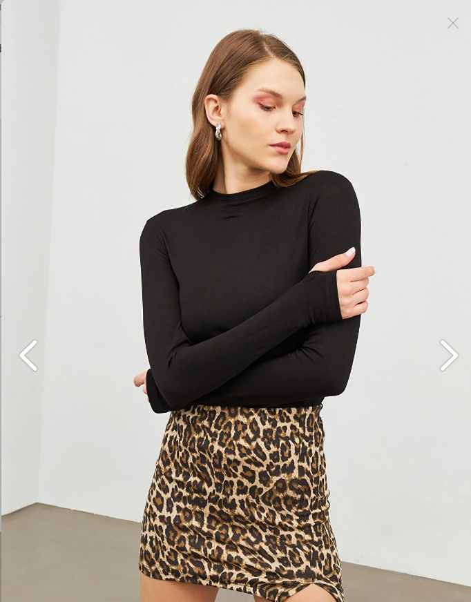 Bukamiss Kadın Siyah Bisiklet Yaka Parmak Detaylı Body prmk1