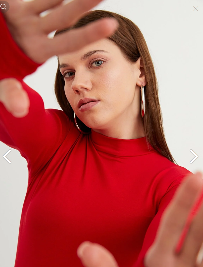 Bipantolon Kadın Kırmızı Parmak Detaylı Body PRMK101