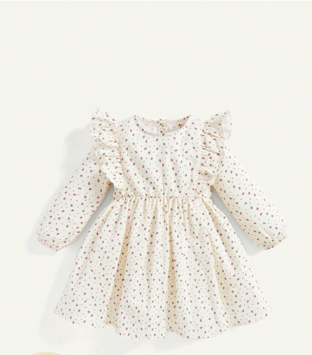 Cozy Cub فستان طباعة الأزهار مقلم بكشكش للبنات الاطفال