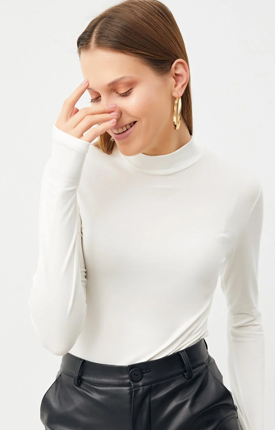 Bipantolon Kadın Beyaz Parmak Detaylı Body PRMK101