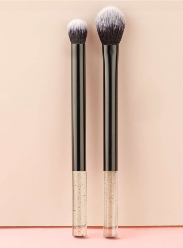 2قطع/طقم أسود فرشاة أحمر الخدود & مخلوط فرشاة مكياج خدّ فرشاة أحمر الخدود أدوات المكياج فرشاة مكياج أسود جمعة