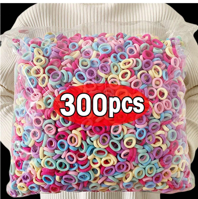 300 حزام مطاطي لشعر الأطفال الرضع، مجموعة ملونة مرنة من الشرائط الشعرية الرائجة لحلي الشعر للفتيات الصغيرات في المدرسة