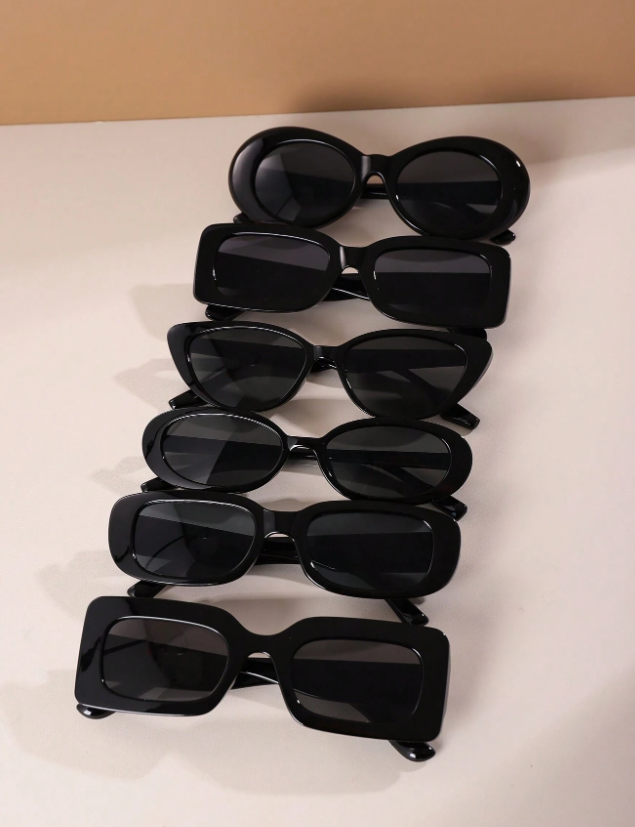 6 قطع من النظارات الشمسية الصيفية Y2k Retro Square Beach العصرية للرجال والنساء