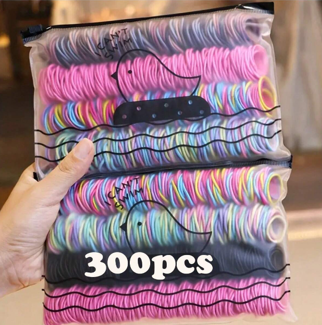 300قطعة مشابك شعر لطيفة للأطفال والفتيات - مشابك شعر مرنة بوليستر ملونة!