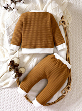 Load image into Gallery viewer, SHEIN Baby Boy Letter Patched Detail Contrast Trim Sweatshirt &amp; Sweatpants
